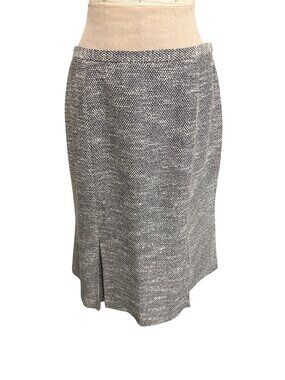 Josephine Chaus Womens Black & White Tweed Midi Skirt Size 10 Acrylic Cotton Ble